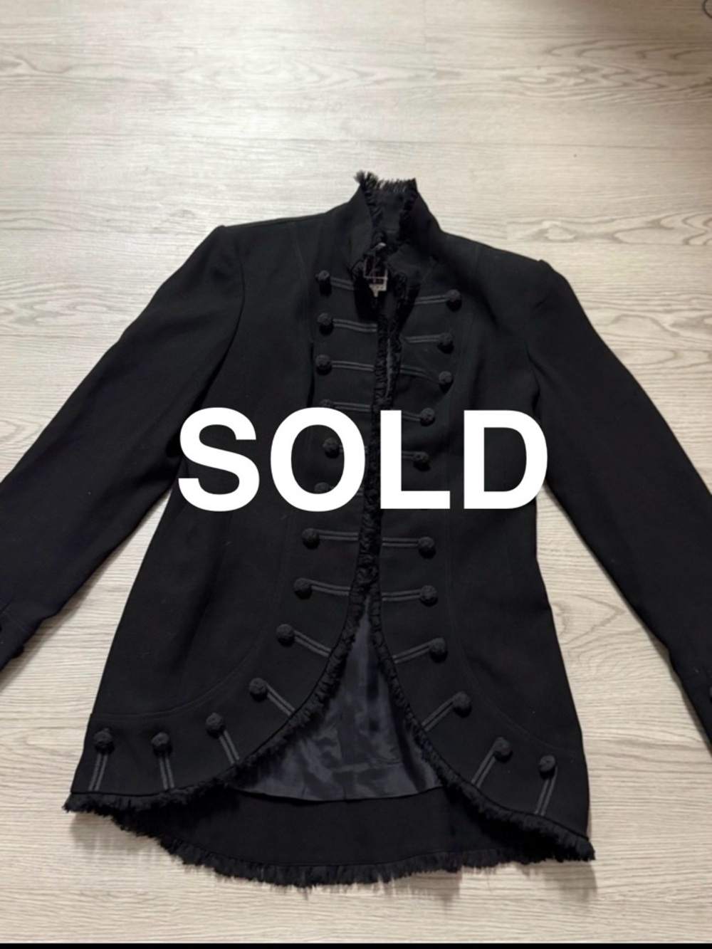 Zelda Vintage Jacket Women 8 Black Military Style Steam Punk Blazer Long Tunic